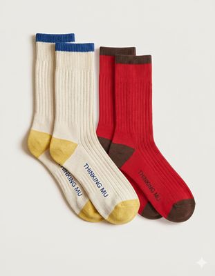 Pack calcetines rojos y crudos