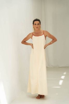 Eline Beige Frilled Dress