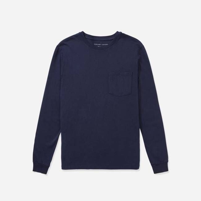 The Organic Cotton Long-Sleeve Pocket Tee | Deep Navy