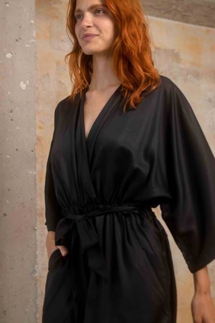 Tencel Kimono Jumpsuit in Black