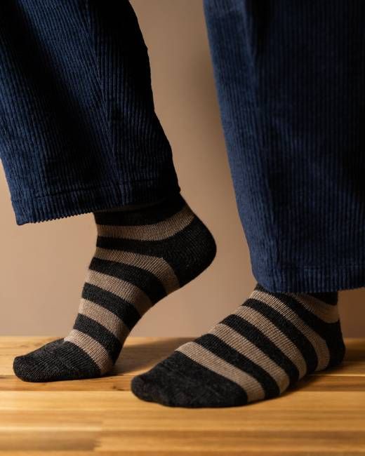 Fine Merino Wool Socks | Stripe Charcoal