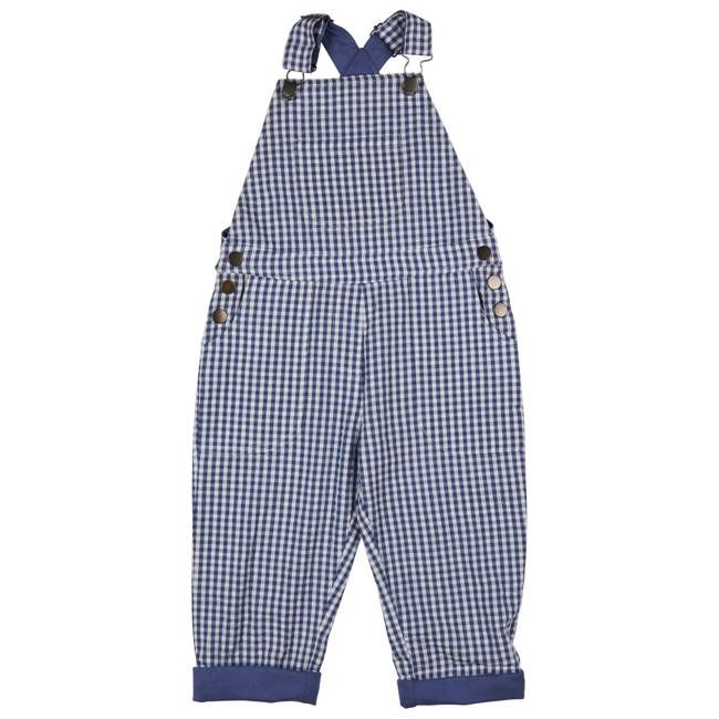 Worker Dungarees (Seersucker Check) - Indigo