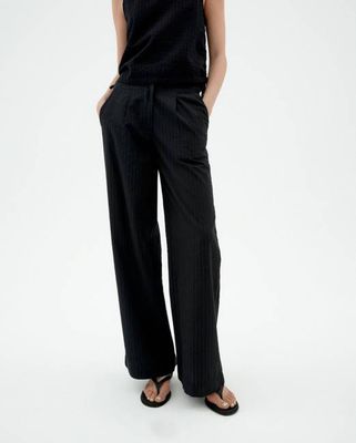Black wide leg Seersucker Manolita pants