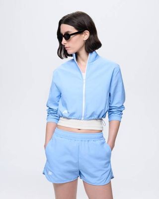Damenjacke mit Reißverschluss aus recyceltem Nylon—Dewdrop Blue