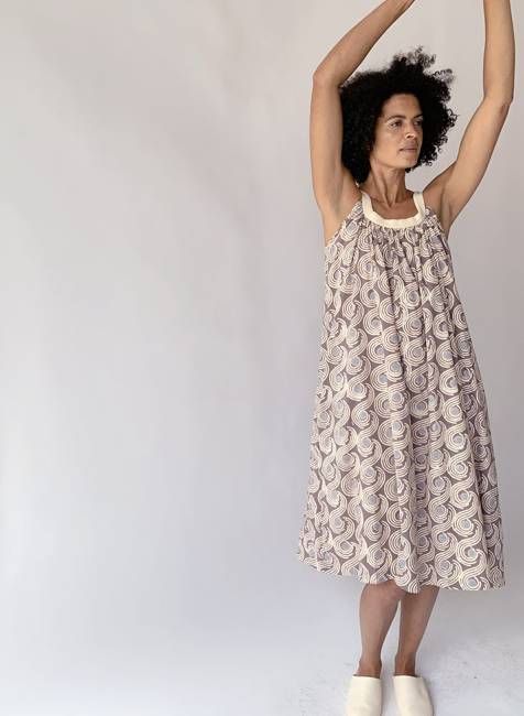 Athens Dress, taupe swirls
