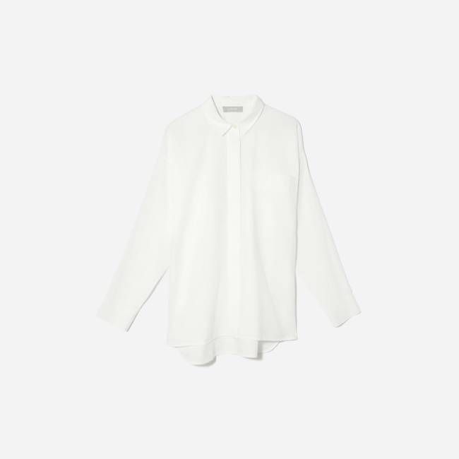 The Oversized Silky Cotton Shirt | White