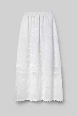 Lyla-Fay Cotton Lace Skirt in White by HANNAH BEAUMONT