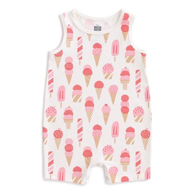 Tank Top Romper - Ice Cream Red & Pink