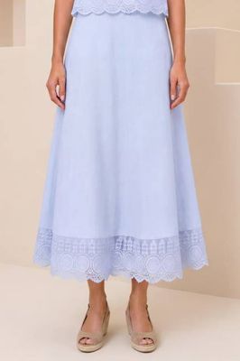 Linen Lace Skirt | Light Blue