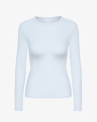Women Organic Rib LS T-Shirt - Polar Blue