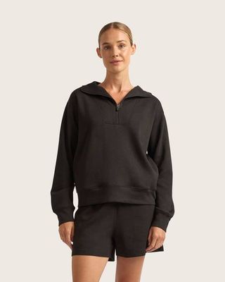 Bamboo CloudKnit Women's Quarter Zip Sweater - Black