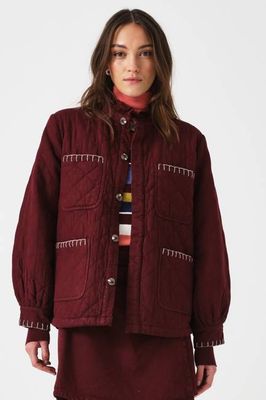 Pablo Quilted Denim Jacket in Mulberry