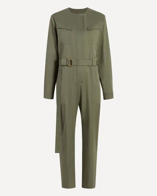 Collarless Jumpsuit | Olive Green