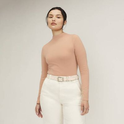 The Supima® Form Funnel Neck Tee | Blush Pink