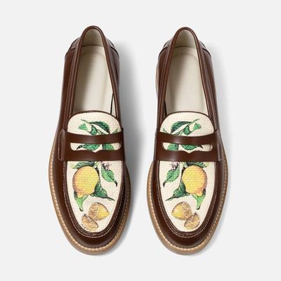 Wilde Chestnut Lemon Raffia Penny Loafer - Men's