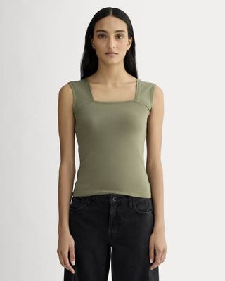 The Form Square-Neck Tank | Lichen Green