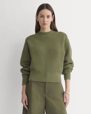 Cropped Ribbed Crew in Everyday Cotton | Mayfly