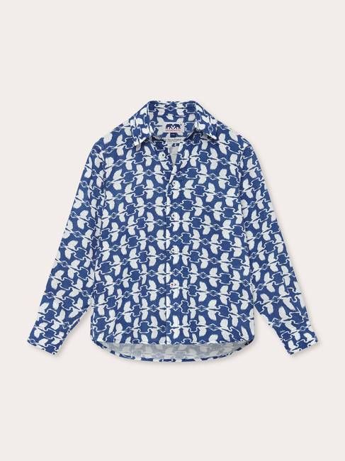 Kids White Heron Abaco Linen Shirt