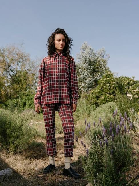 Carleen Kick Flare Pants - Redditch Plaid