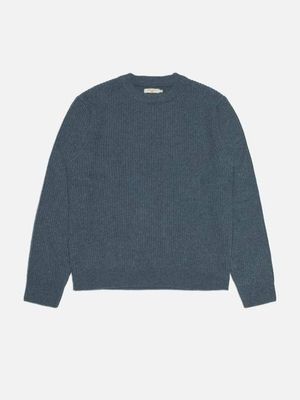 August Rib Wool Bluemelange regular fit sweater | Nudie Jeans