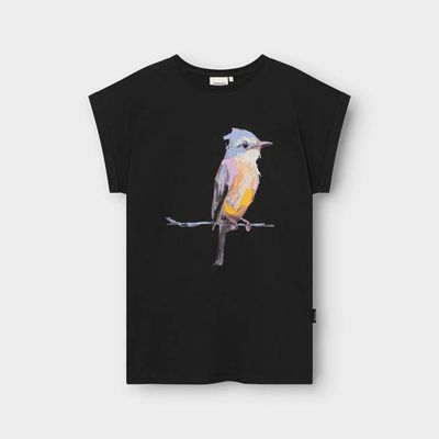 DEDICATED - T-shirt Visby Painted Bird Black