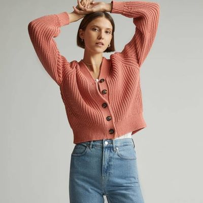 The Texture Cotton Cardigan | Light Rose
