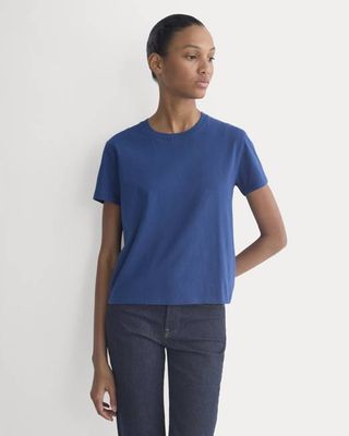 The Box-Cut Tee in Essential Cotton | Estate Blue | No Pocket