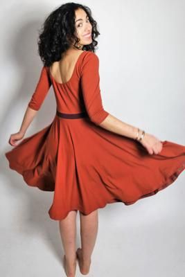 Bio-Kleid Vrida, rost/ aubergine