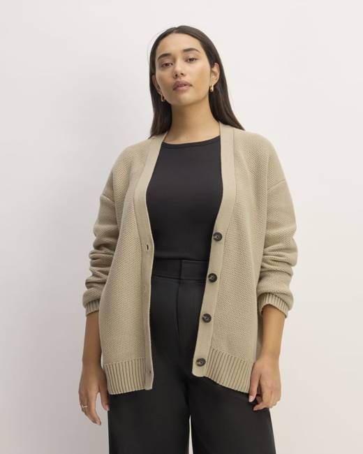The Cotton Honeycomb Cardigan | Trench Coat Khaki