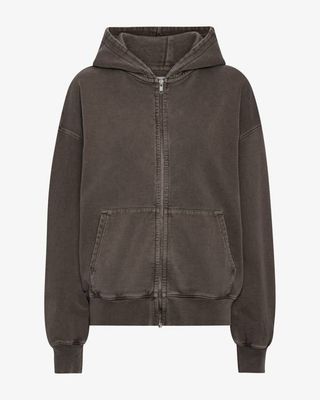 Organic Oversized Zip Hood - Faded Mud