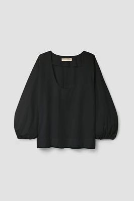 Renee Organic Cotton Poplin Top in Black