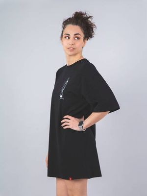 OVERSIZED ORGANIC COTTON DRESS DOG JARRON BLACK