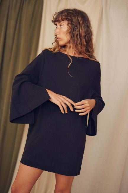 Basic Organic Cotton Black Mini Dress