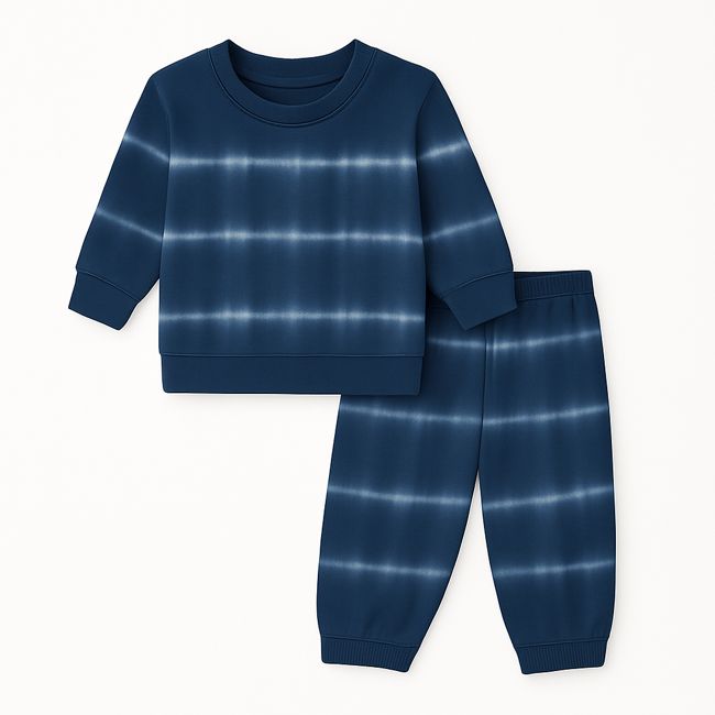 Hand Dyed Stripe Rib Pullover and Pant Set