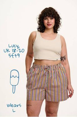 Charlie - Cotton Shorts in Rainbow & Ecru Stripe