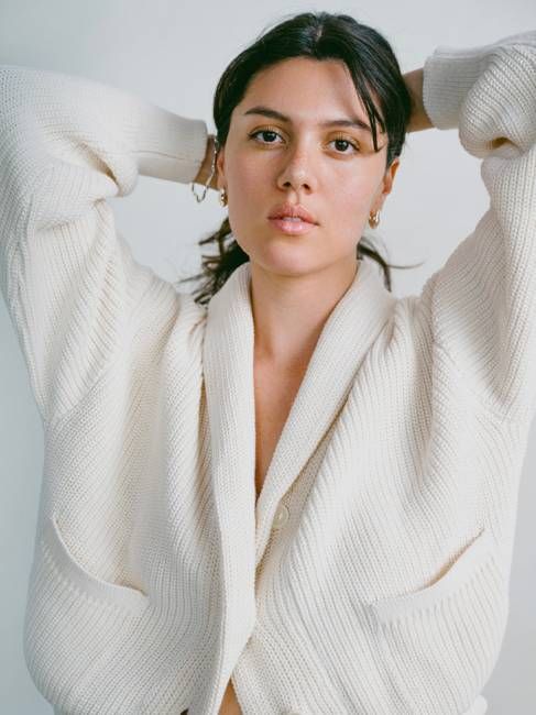 Sloan Cardigan, Organic Tanguis Cotton, Ecru