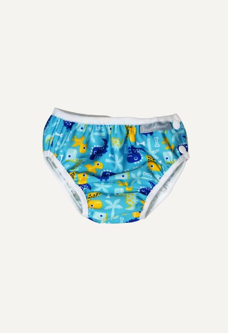 Swim Diaper with side buttons - Turquoise Dino