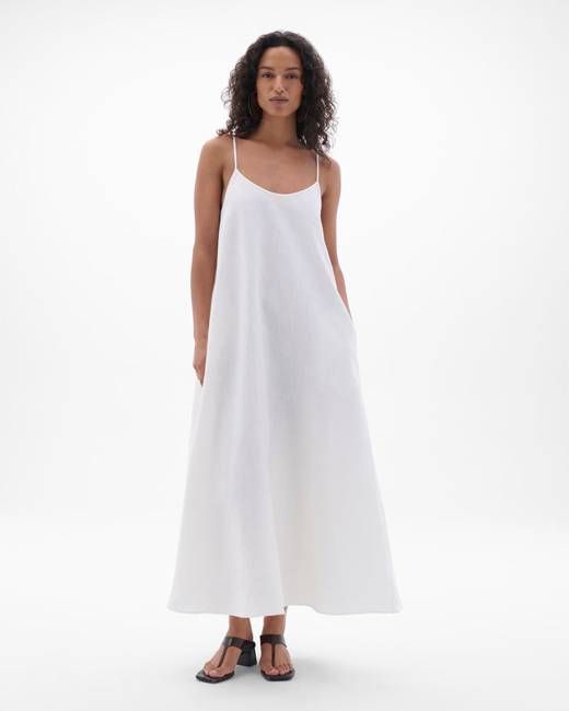 Another Tomorrow Gathered Back Dress — White