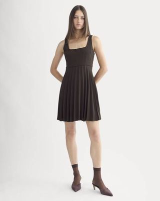 Drapey Crepe Mini Dress | Dark Chocolate