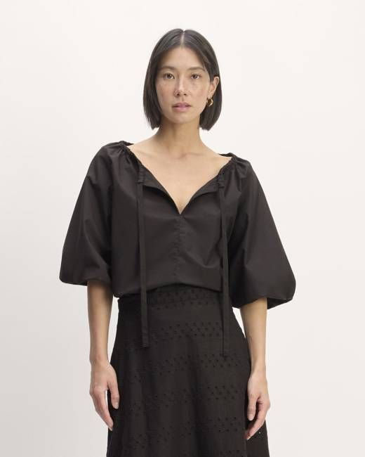 The Supima® Puff-Sleeve Top | Black