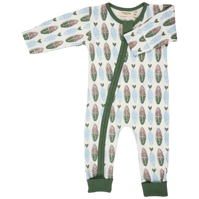 Zip Romper - Surfboards, Green