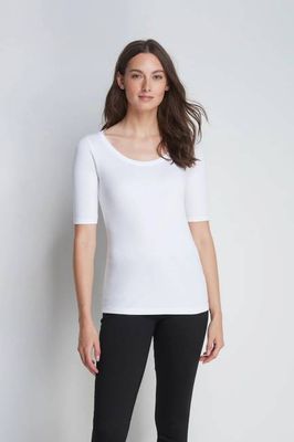 Half Sleeve Scoop Neck Cotton Modal Blend T-Shirt