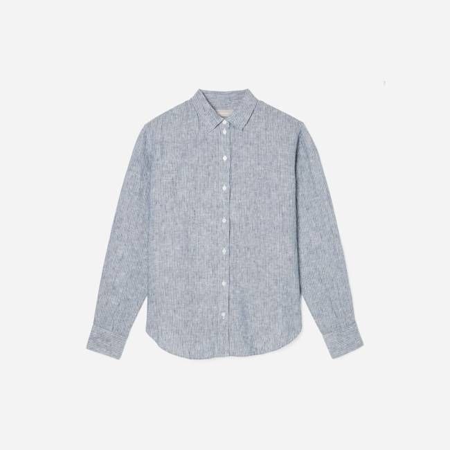 The Must-Have Shirt in Linen | Blue Pinstripe