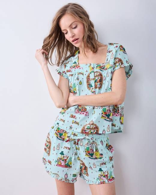 Reading Nook - Pintuck Short Set - Blue Burrow