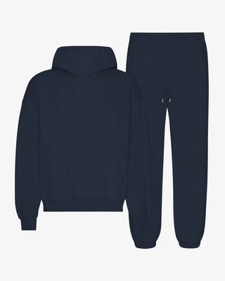 Organic Relaxed Hood Sweatsuit - Navy Blue
