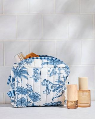 Tropical Toile - Quilted Pouch - Cloud
