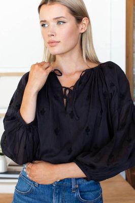 Folk Top - Embroidered Clover Midnight