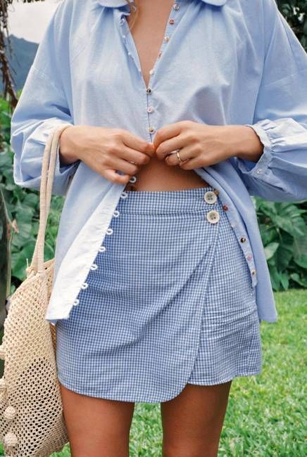 The Jaime Skort | Cornflower Gingham
