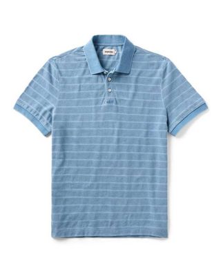 The Pacific Polo in Washed Indigo Pique Stripe