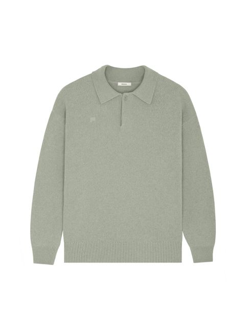 Archive Womens Recycled Cashmere Polo Sweater—moss green